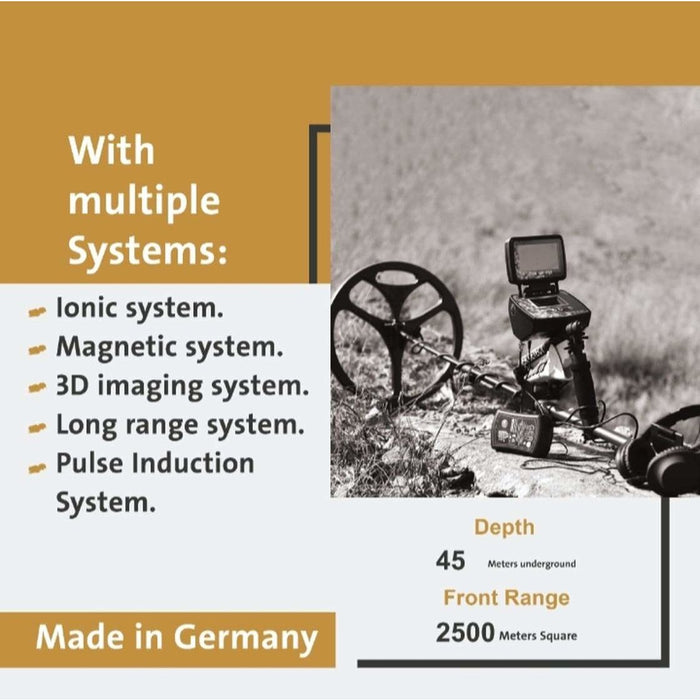 GER Detect Titan 1000 Long Range Metal Detector with 8" and 17" Coils - Five Search Systems