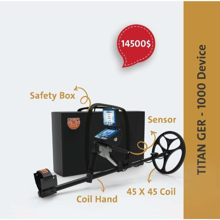 GER Detect Titan 1000 Long Range Metal Detector with 8" and 17" Coils - Five Search Systems